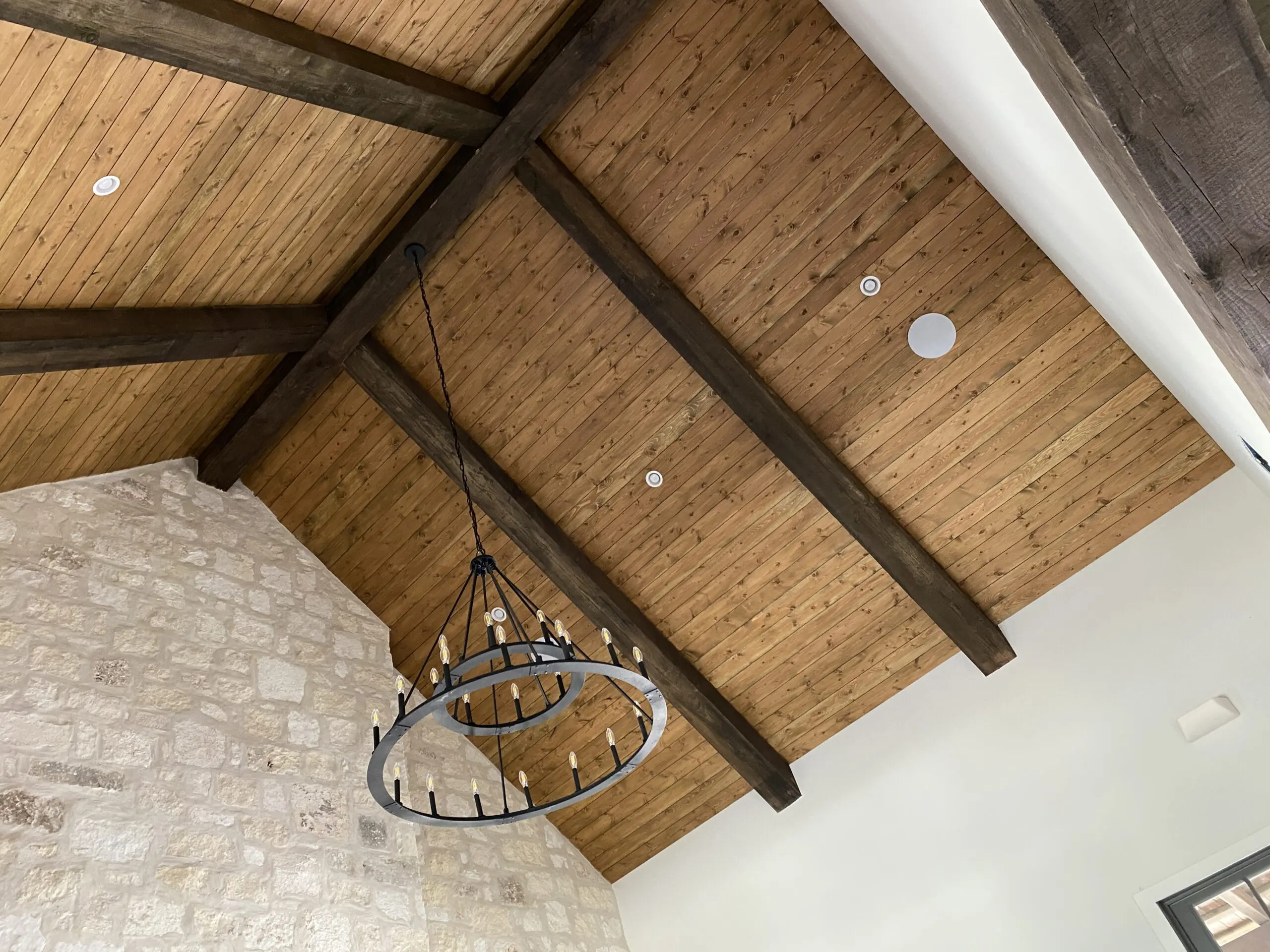 Beautiful Vaulted Ceiling A frame barn beams